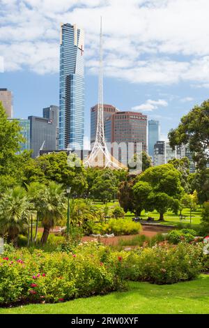 Melbourne, Australien, Januar 26, Melbournes berühmte Skyline Southbank über den Queen Victoria Gardens am Australia Day am 26. Januar 2015 Stockfoto