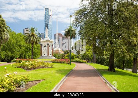 Melbourne, Australien, Januar 26, Melbournes berühmte Skyline Southbank über den Queen Victoria Gardens am Australia Day am 26. Januar 2015 Stockfoto