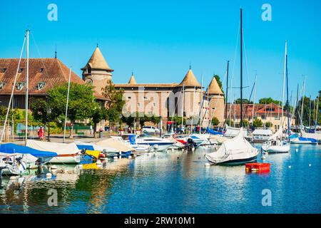 Morges ist eine Stadt am Ufer des Genfer Sees im Kanton Waadt in der Schweiz Stockfoto