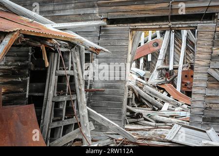 Decay Eindruck, historische Unabhängigkeit Mine, Hatcher Pass, Alaska Stockfoto