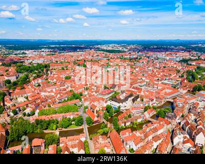 Nürnberger Altstadt Luftpanorama. Nürnberg ist die zweitgrößte Stadt des bayerischen Bundesstaates in Deutschland. Stockfoto