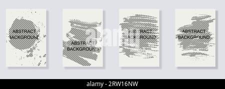 Bilder isoliert auf weiß einstellen. Verschiedene Grunge-Pinselstriche führen einen in isolierten abstrakten Rahmen auf transparentem Karo. Schmutzige Grunge-Textur. Großartig für Stock Vektor