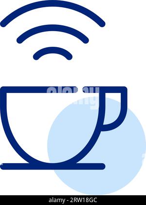 Café-Bar mit kostenlosem drahtlosem internet (wi-fi). Symbol „Pixel Perfect“ Stock Vektor