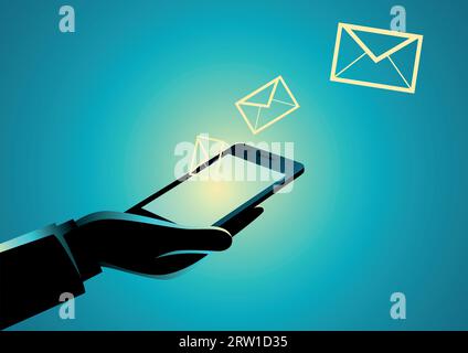 Vektordarstellung eines Handys mit E-Mail-Symbolen Stock Vektor