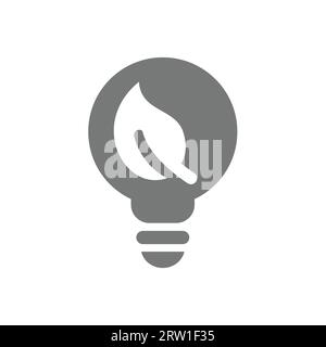 Energieeffiziente Glühbirne mit Blattvektorsymbol. Nachhaltig, Kraft in der Natur, Symbol für grüne Energie. Stock Vektor