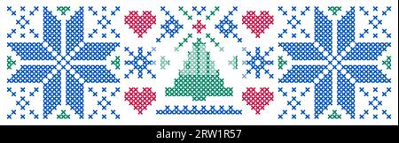 Weihnachtsmuster im Kreuzstichstil Stock Vektor