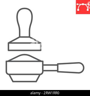 Portafilter-Liniensymbol, Barista und Ausrüstung, Vektorsymbol für Kaffeehalter, Vektorgrafiken, bearbeitbares Konturzeichen für Konturen, EPS 10. Stock Vektor