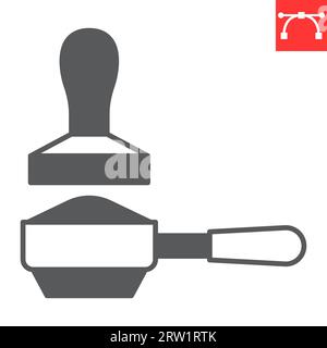 Porträtfilter Glyphensymbol, Barista und Ausrüstung, Kaffeehalter Vektorsymbol, Vektorgrafiken, bearbeitbares durchgezogenes Zeichen, EPS 10. Stock Vektor