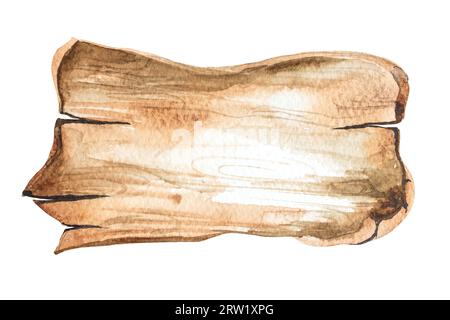 Aquarellillustration der antiken Birkenrinde, Rolle, Baumrinde mit Platz für Text, handgezeichnet. Stockfoto