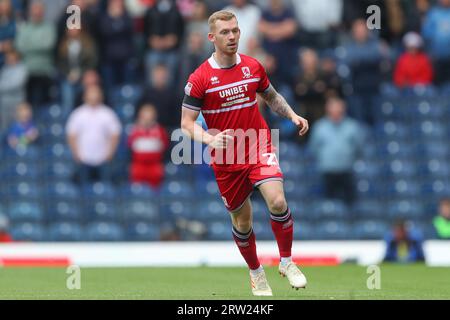 Lewis O'Brien #28 von Middlesbrough während des Sky Bet Championship Matches Blackburn Rovers vs Middlesbrough im Ewood Park, Blackburn, Großbritannien, 16. September 2023 (Foto: Gareth Evans/News Images) Stockfoto