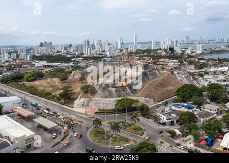 Medellin, Kolumbien - 17. April 2022: Historische Festung und Burg Castillo San Felipe de Barajas, Cartagena de Indias, kolumbianische Karibik. Stockfoto