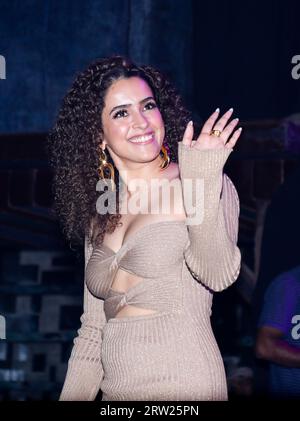 Mumbai, Maharashtra, Indien. September 2023. Die indische Schauspielerin Sanya Malhotra kommt zu einer Veranstaltung, um den Erfolg des Films „Jawan“ in Mumbai, Indien, am 15. September 2023 zu feiern. (Bild: © Niharika Kulkarni/ZUMA Press Wire) NUR REDAKTIONELLE VERWENDUNG! Nicht für kommerzielle ZWECKE! Quelle: ZUMA Press, Inc./Alamy Live News Stockfoto