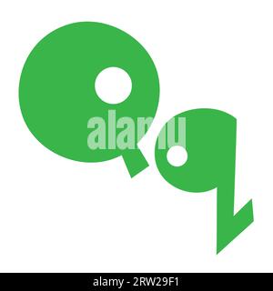 Doodle verspielter Buchstabe Q Großbuchstaben, Kleinbuchstaben abc bunte Karikatur lustige Stil, englische Alphabet Vektor-Illustration, bunte handgeschriebene Schriftzeichen, Symbole, süße trendige dekorative Schrift Stock Vektor