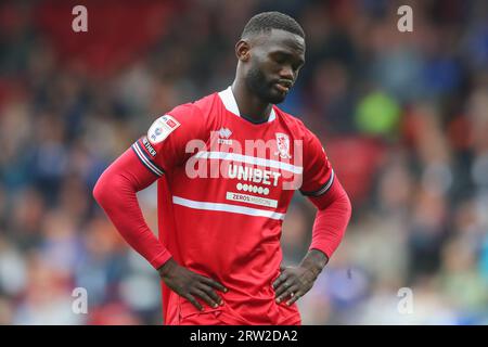 Emmanuel Latte Lath #9 von Middlesbrough reagiert auf eine verpasste Chance beim Sky Bet Championship Match Blackburn Rovers vs Middlesbrough in Ewood Park, Blackburn, Großbritannien, 16. September 2023 (Foto: Gareth Evans/News Images) Stockfoto