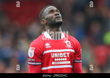 Emmanuel Latte Lath #9 von Middlesbrough reagiert auf eine verpasste Chance beim Sky Bet Championship Match Blackburn Rovers vs Middlesbrough in Ewood Park, Blackburn, Großbritannien, 16. September 2023 (Foto: Gareth Evans/News Images) Stockfoto