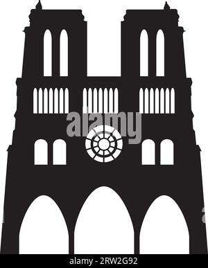 Schlichte schwarze Flachzeichnung der NOTRE DAME DE PARIS, PARIS Stock Vektor