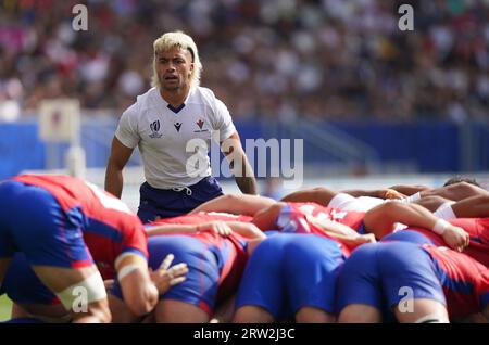 Samoas Jonathan Taumateine während der Rugby-Weltmeisterschaft 2023, Pool D Match im Stade de Bordeaux, Frankreich. Bilddatum: Samstag, 16. September 2023. Stockfoto