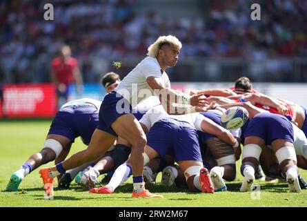 Samoas Jonathan Taumateine während der Rugby-Weltmeisterschaft 2023, Pool D Match im Stade de Bordeaux, Frankreich. Bilddatum: Samstag, 16. September 2023. Stockfoto