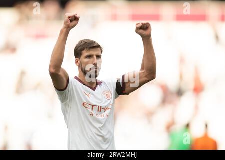 Stratford, London, Großbritannien. September 2023. Ruben Dias von Manchester City zeigt während des Premier League-Spiels zwischen West Ham United und Manchester City im London Stadium, Stratford am Samstag, den 16. September 2023. (Foto: Federico Guerra Maranesi | MI News) Credit: MI News & Sport /Alamy Live News Stockfoto