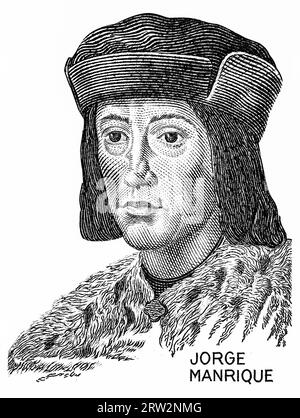 SPANIEN - UM 1979: Gedruckt in Spanien mit einem Bild von Jorge Manrique Stockfoto