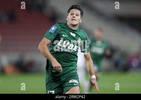 Krakau, Polen. September 2023. Petr Schwarz von Slask Wroclaw beim polnischen Fußballspiel der PKO Ekstraklasa League 2023/2024 zwischen Puszcza Niepolomoce und Slask Wroclaw im Cracovia Stadion. Endnote: Puszcza Niepolomice 1:3 Flasche Breslau. (Foto: Grzegorz Wajda/SOPA Images/SIPA USA) Credit: SIPA USA/Alamy Live News Stockfoto