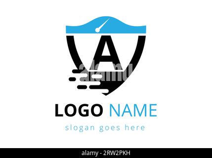 Initiale Ein Monogramm-Alphabet mit Speed-Logo-Design. Moderner Brief mit Speed-Logo Stock Vektor