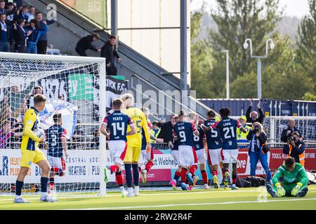 Falkirk, Schottland. 16. September 2023. Der Blick der Königin fiel ab, während Falkirk ihr Siegtor Falkirk vs. Queen of the South feiert, Cinch League One Credit: Raymond Davies / Alamy Live News Stockfoto