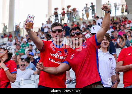 Bordeaux, Frankreich. September 2023. BORDEAUX, FRANKREICH - 16. SEPTEMBER: Fans und Unterstützer Chiles während der Rugby-Weltmeisterschaft Frankreich 2023 Spiel zwischen Samoa und Chile im Stade de Bordeaux am 16. September 2023 in Bordeaux, Frankreich. (Foto: Hans van der Valk/Orange Pictures) Credit: Orange Pics BV/Alamy Live News Stockfoto