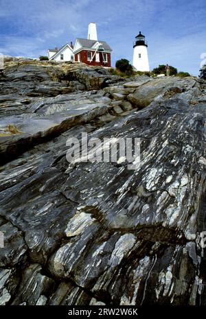 Pemaquid Point Lighthouse, Lighthouse Park, Lincoln County, Maine Stockfoto