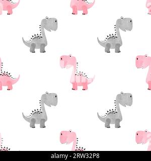 Nahtloses, niedliches Dinosaurier-Muster. Vektor-Dino-Hintergrund für Kinder. Stock Vektor