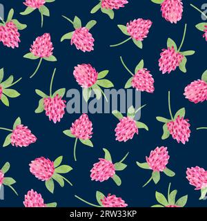 Nahtloses Muster mit Kleeblüten. Vektor-Aquarellblumen-Hintergrund. Stock Vektor