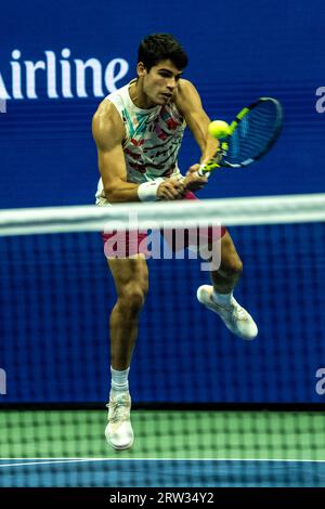 Carlos Alcaraz (ESP) nahm an den Halbfinalen der Männer beim US Open Tennis 2023 Teil Stockfoto