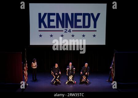 Los Angeles, USA. September 2023. Robert Kennedy Jr. spricht im Wilshire Ebell Theater. Er kandidiert als Demokrat für das Amt des Präsidenten der Vereinigten Staaten. 16/2023 Los Angeles, CA., USA (Foto: Ted Soqui/SIPA USA) Credit: SIPA USA/Alamy Live News Stockfoto
