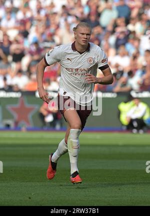 London, Großbritannien. September 2023. Erling Haland aus Manchester City während des Spiels West Ham vs Manchester City Premier League im London Stadium Stratford. Quelle: MARTIN DALTON/Alamy Live News Stockfoto