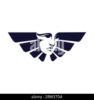 Design-Konzept mit Kopfflügel mit männlichem Charakter. Vektorillustration Stock Vektor