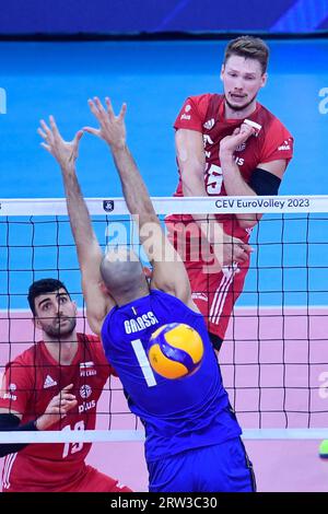 Rom, Italien. September 2023. Jakub Kochanowski aus Polen während des CEV EuroVolley Men-Endspiels 2023 zwischen Italien und Polen im Palazzetto dello Sport in Rom (Italien), 16. September 2023. Quelle: Insidefoto di andrea staccioli/Alamy Live News Stockfoto