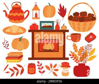 Bündel flacher Herbstelemente Stock Vektor