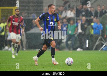 Mailand, Italien. September 2023. Davide Frattesi (FC Inter) während des italienischen Meisterschafts-A-Fußballspiels zwischen dem FC Internazionale und dem AC Mailand am 16. September 2023 im Giuseppe Meazza Stadion in Mailand, Italien - Foto Morgese-Rossini/DPPI Credit: DPPI Media/Alamy Live News Stockfoto