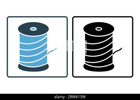 Symbol für Spool-Gewinde. Symbol für Textilien und Nähen. Durchgehender Symbolstil. Einfache Vektorkonstruktion bearbeitbar Stock Vektor