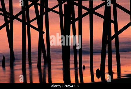 Flagler Pier Dawn, Flagler, Florida Stockfoto