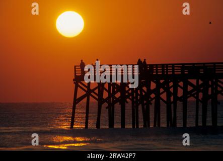 Flagler Pier Sunrise, Flagler, Florida Stockfoto