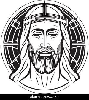 Super schöne Jesus Christus Emblem Vektorkunst Stock Vektor