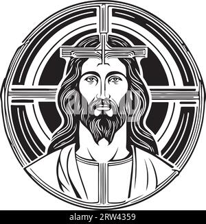 Schöne Jesus Christus Emblem Vektorkunst Stock Vektor