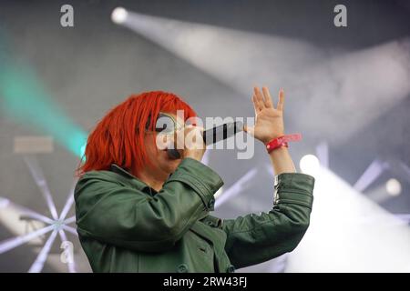 Bretigny sur Orge, Frankreich. September 2023. La Femme spielt auf der Josephine Baker-Bühne während des Humanite-fest am 16. September 2023 in Bretigny sur Orge, Frankreich. Anrede: Bernard Menigault/Alamy Live News Stockfoto