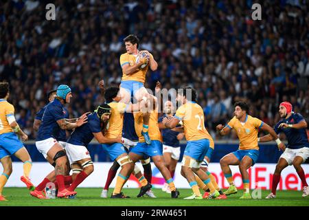 Paris, Frankreich. September 2023. Tomas Inciarte während der Rugby union World Cup RWC 2023, Pool Ein Spiel zwischen Frankreich und Uruguay im Stade Pierre Mauroy am 14. September 2023 in Lille, Frankreich. Quelle: Victor Joly/Alamy Live News Stockfoto