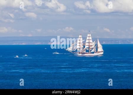 Die Flotte der Tall Ships verlässt Port Phillip Bay von PT Nepean in der Nähe von Melbourne, Australien Stockfoto