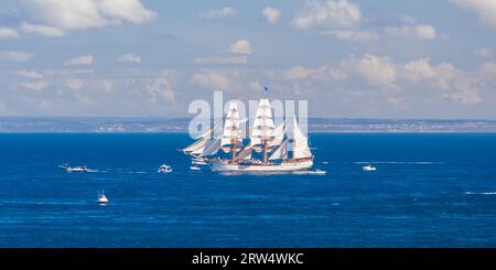 Die Flotte der Tall Ships verlässt Port Phillip Bay von PT Nepean in der Nähe von Melbourne, Australien Stockfoto