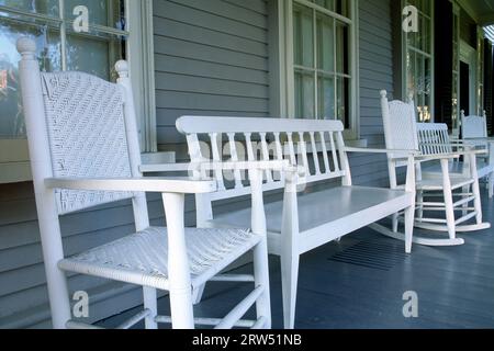 Die Veranda des Old House, Adams National Historic Park, Quincy, Massachusetts Stockfoto