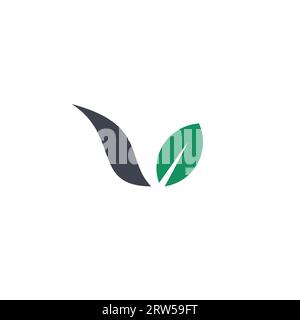 V-Blatt-Logo-Design. Organisches Logo mit Buchstabe V Stock Vektor