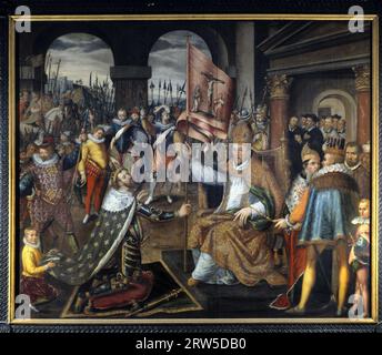 Abjuration Heinrichs IV. (1553–1610) 1572 - anonymes Gemälde aus dem 16. Jahrhundert, Kathedrale von Tournai - Stockfoto